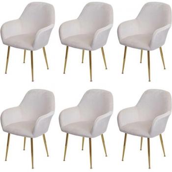 6 chaises de salle à manger au style rétro avec pieds dorés