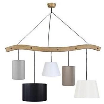 Taille 93 x 115 cm, bois hêtre ciré, abat-jours coton E14 40 W