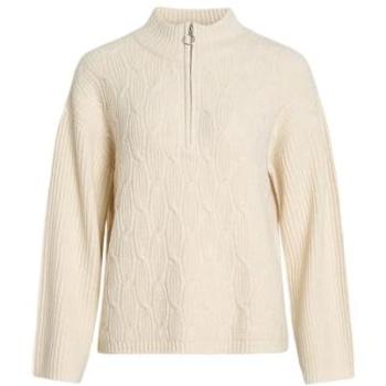 VILA Cremeweißes Stricktop mit Zopffall und Frontreißverschluss, L (Damen)
