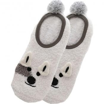 Calcetines peludos y cálidos para mujer, con bordados de animales en terciopelo coral
