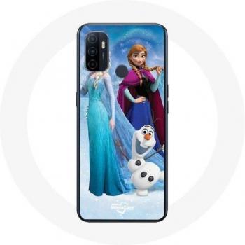 Coque Oppo A53 Maniacase « Elsa & Anna – Élégance Arctique, Silicone Noir »
