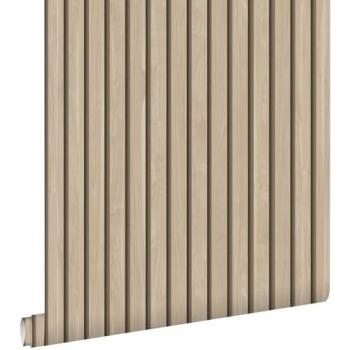 Papier peint beige effet bois