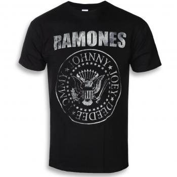 Ramones Herren Top Schwarz L mit Seal Hey Ho Rückseite