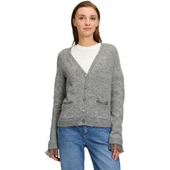 Rüschen‑Detail Cartoon Strickjacke – Damen, 42, grau