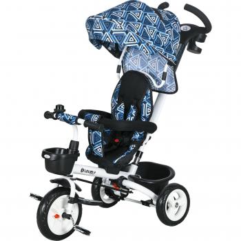 Homcom 4 In 1 Baby Tricycle With Parent Handle For 1-5 Years Old, Light Blue