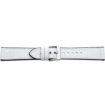 Eichmüller 20 mm Leder‑Silikon Kombiarmband – Weiß, gepolstert mit Krokontasche