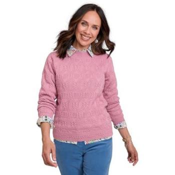Women's Cable & Diamond Knitted Sweater Dusky Pink