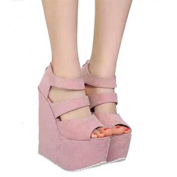 Sandalias de tacón alto negro con plataforma de 17 cm para mujer