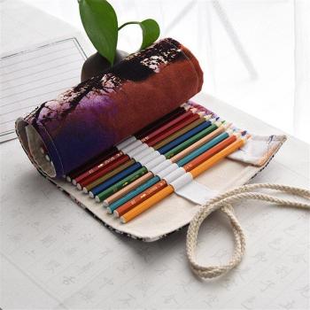 Kawaii Sunset Canvas DIY Pencil Case 36 Holes