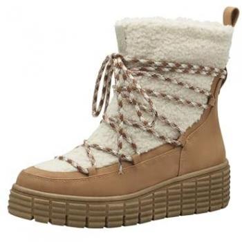 Winterboots TAMARIS Gr. 40, braun (camelfarben kombiniert), Damen, Textil, Lederimitat, Schuhe, Keilabsatz, Plateau, Winterstiefel, Outdoorboots, vegane Verarbeitung