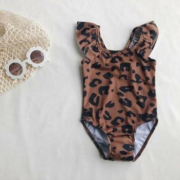 Rüschen Badeanzug im Leopardenlook