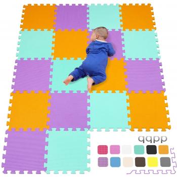 Tappeto Bambini Puzzle in Gomma Eva Arancione Verde Porpora