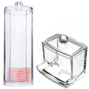Acrylic Cotton Makeup Pad Holder – Portable Round Storage (A+B)