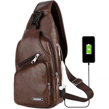 Outdoor Waterproof Crossbody Bag for Men with USB Port