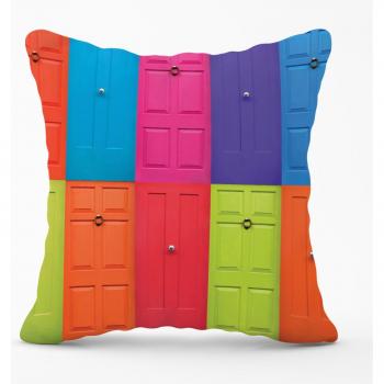 Red Outdoor Cushion with English Door Motif