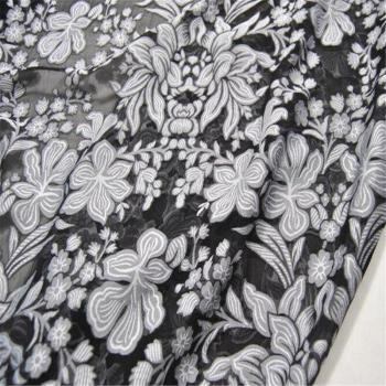Damenabendkleid aus Seide, schwarz, florales Opale-Ausbrennen