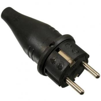AS Schwabe 60412 Black Solid Rubber Plug 230V