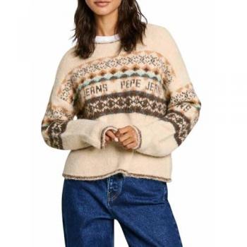 Pepe Jeans Maglione Hitty Ecru con Stampa Fairisle S