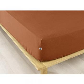 Drap housse en flanelle 140x190 cm bonnet 30 cm couleur orange