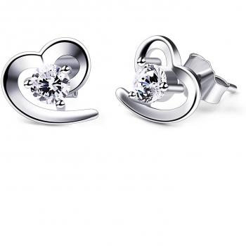 Damenohrringe Herz‑Catcher in 925 Silber