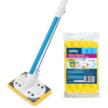 Metal Minky Sponge Mop in Blue with Refill – 20×14×126 cm