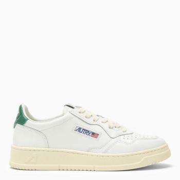 Autry Women's Vintage White Leather Sneakers with Green Insert, Size 11 US (Size 41 EU)