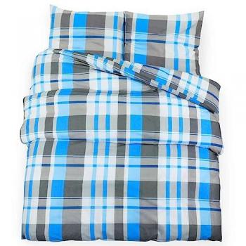 Set de housse de couette bleu et gris 200x200 cm coton