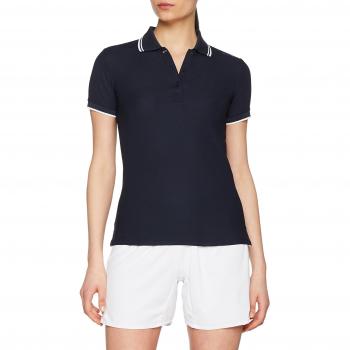 CMP Damen‑Tee mit Polo‑Kragen, schwarz-blau, Größe 46