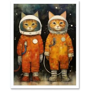 Galactic Feline Adventure – 12x16” Moonwalk Cat Canvas