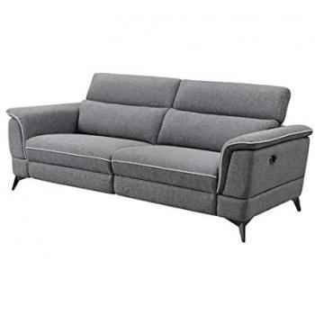 Canapé MACARI 3 places relax électrique en tissu gris