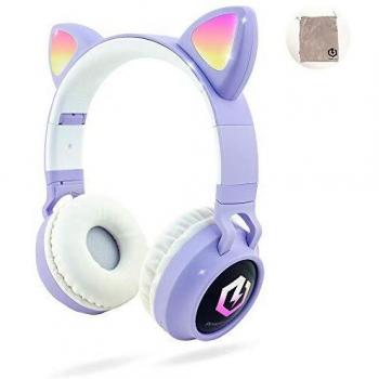 Kinder‑Bluetooth‑Headset PowerLocus – 85 dB Sicherheit, LED-Katzenohren, kabellos & kabelgebunden, HD Stereo, Mikrofon