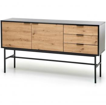 Cómoda Houston K103 “Negro Roble” 160x86x40 cm, 3 cajones y puertas