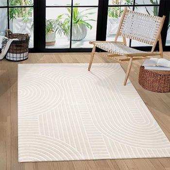 Mélange Poils Ras Crème – Tapis de Salon 160x220