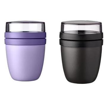 Praktischer Reisebecher Mepal Ellipse – Schwarzer & Lila Farbmix, 700 ml Gesamt