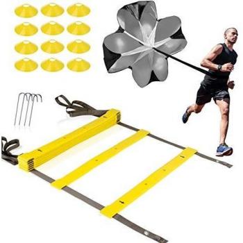XGEAR Speed Training Ladder (4M) with TPE Rungs, Comes with 12 Cones and 4 Stakes