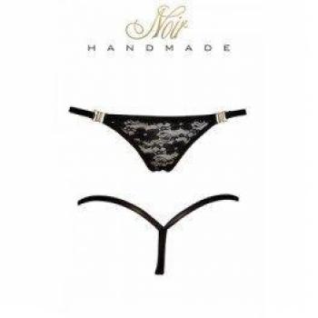 Noir Intimwear: Handgefertigter Spitzen-Stringtanga in Schwarz, XXL
