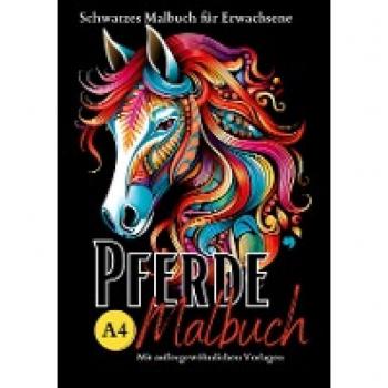 Schwarzes Pferde Malbuch für Erwachsene.
