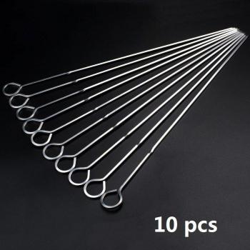 Pinchos de Acero Inoxidable para Barbacoa, 10 Unidades, 15 Pulgadas