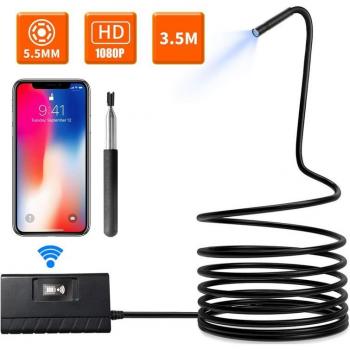 1080P HD WiFi Endoscope Camera 5.5mm Semi-Rigid Snake USB for iPhone and Tablet