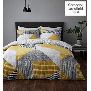 Catherine Lansfield Larsson Geo Easy Care King Duvet Set Ochre
