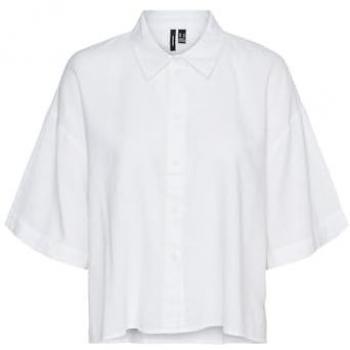 Vero Moda Short Sleeve Linen Shirt Snow White Female L