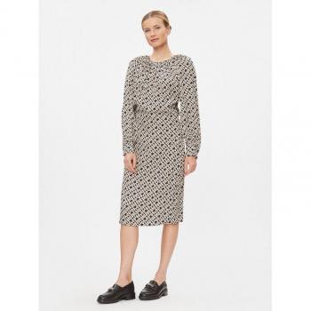 Vestido Midi Beige de Tommy Hilfiger con Cintura Fluid