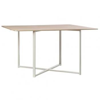 Mesa de Comedor Natural 150x76 con Pata Blanca Even