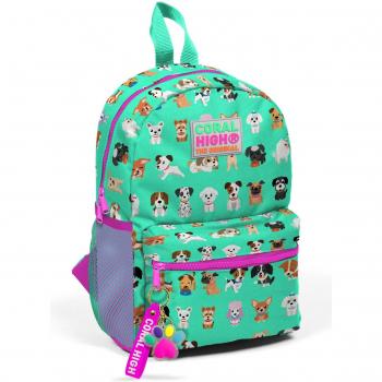 Zaino Tiny Nest Verde Acqua Rosa Neon Modello Cani Due Compartimenti 23330