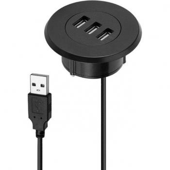 5cm Grommet Hole Desk USB Hub with 3 Ports for Laptop PC