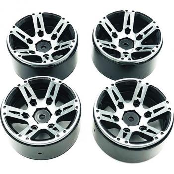 4 Stück Beadlock Felgen 1,9 Zoll für RC Modelle (Schwarz)