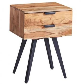FineBuy Nachtkästchen 47 x 65 x 35 cm Akazie Massivholz