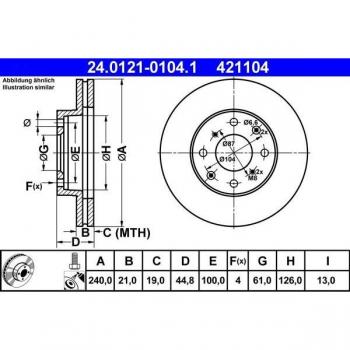 Disque de frein avant ventilé ATE 24.0121-0104.1