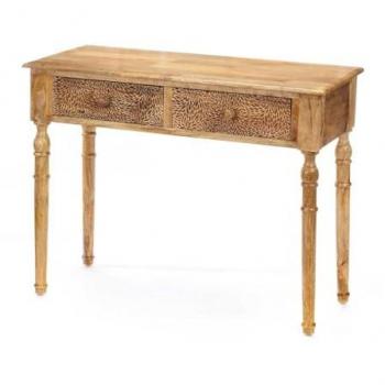 Mobile d'Ingresso 2 Cassetti Marrone in Legno di Mango 98 x 77 x 42 cm