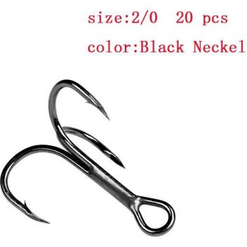 Balleo 20pcs 2X Strong Treble Hooks 1/0 2/0 3/0 for Big Sea Fishing